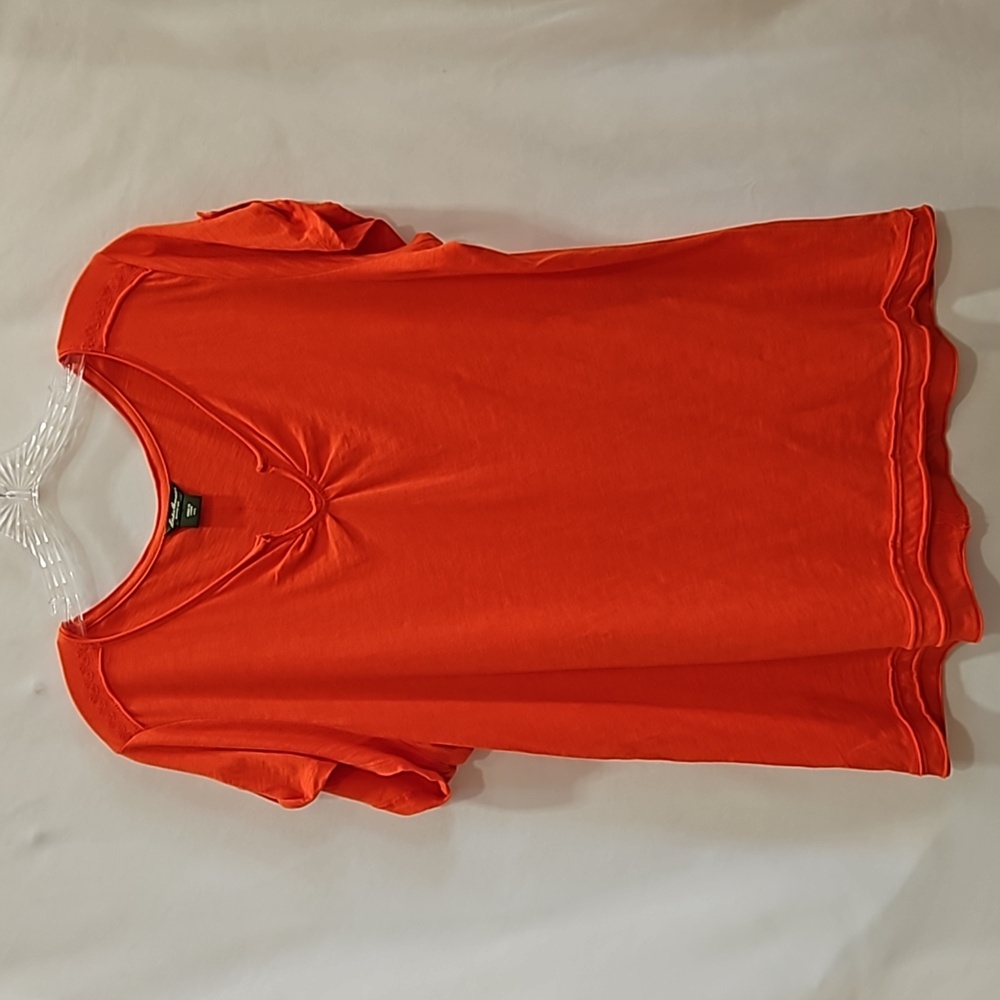 Eddie Bauer, Swing style,Bright Orange,Sz XXL, Scoop Neckline, Embroidered